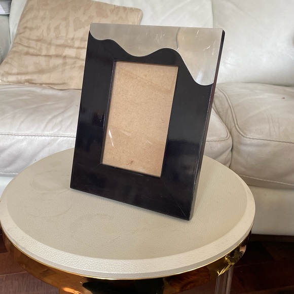 Groovy Glam Black Lacquer & Silver Picture Frame - Picture 1 of 6